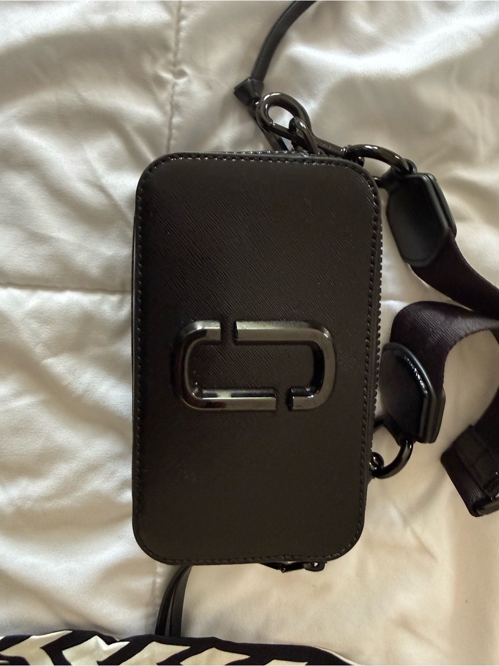 Marc Jacobs Black Compact Crossbody Bag with Double-J Emblem
